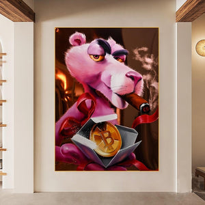 Pink Panther Wall Art - Vibrant Smoking Artwork-Wall Posters