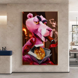 Pink Panther Wall Art - Vibrant Smoking Artwork-Wall Posters