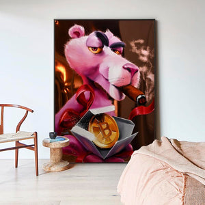 Pink Panther Wall Art - Vibrant Smoking Artwork-Wall Posters