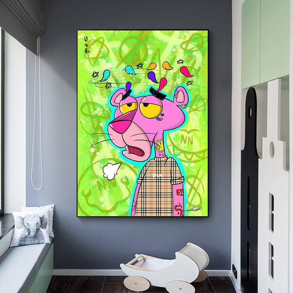 Pink Panthers Tired Graffiti Canvas Wall Art-Wall Posters
