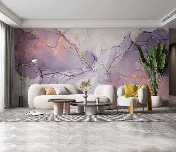 Pink Purple Stone Design - Marble Wallpaper Murals-Marble Design Wallpaper