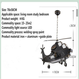 Plane Helicopter Pendant Light - Unique Aircraft Design-Kids Room Nursery Lighting