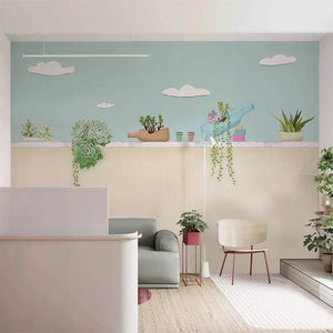 Plants Pots on Wall Nursery Wallpaper - Perfect Décor-Flower & Leaf Wallpaper