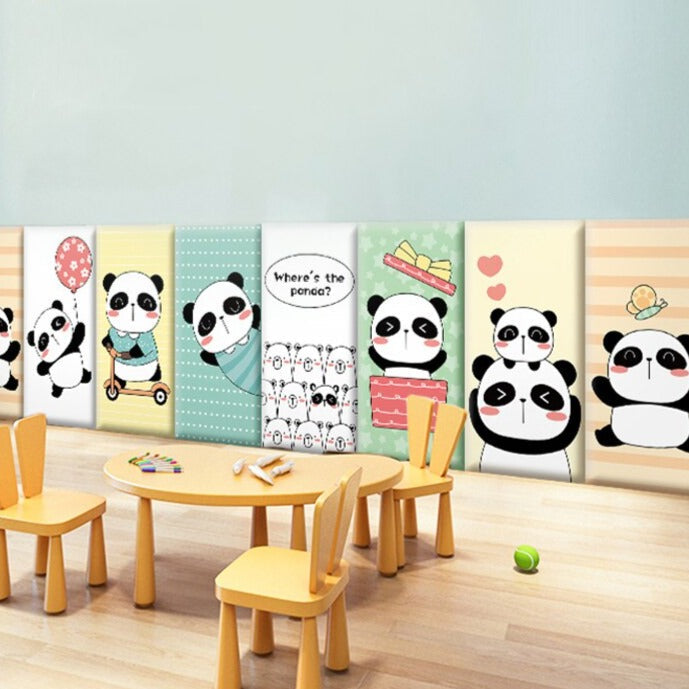Playful Jungle Pandas Kids Wall Padded Safety Cushions-Anti Collision Padded Wall Stickers
