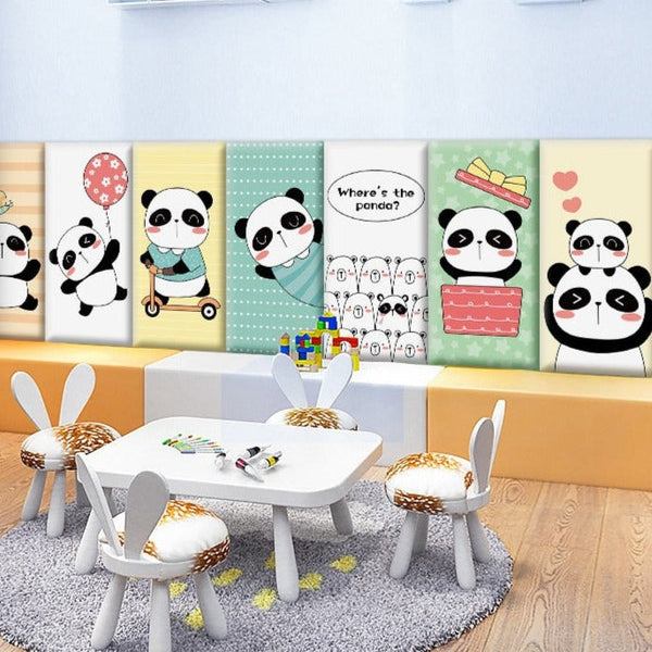 Playful Jungle Pandas Kids Wall Padded Safety Cushions-Anti Collision Padded Wall Stickers