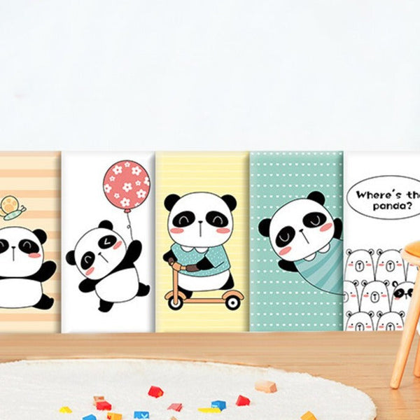 Playful Jungle Pandas Kids Wall Padded Safety Cushions-Anti Collision Padded Wall Stickers