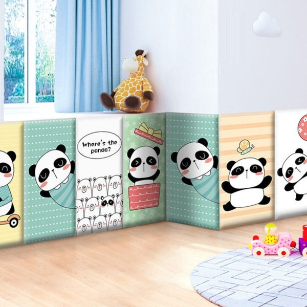 Playful Jungle Pandas Kids Wall Padded Safety Cushions-Anti Collision Padded Wall Stickers