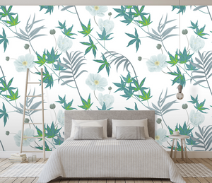Pointed Leaves: Leaves Pattern Wallpaper Mural-Flower & Leaf Wallpaper