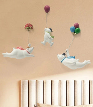 Polar Bear Clouds Wall Hanging Decor for Kids Nursery-Kids Room Nursery Wall Hanging