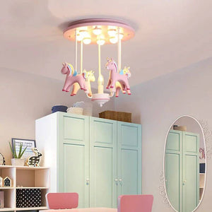 Pony Merry Go Round Pink Ceiling Light-Kids Room Nursery Lighting