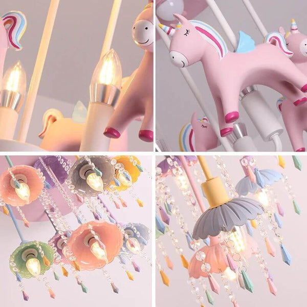 Pony Merry Go Round Pink Ceiling Light-Kids Room Nursery Lighting