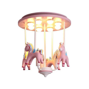 Pony Merry Go Round Pink Ceiling Light-Kids Room Nursery Lighting