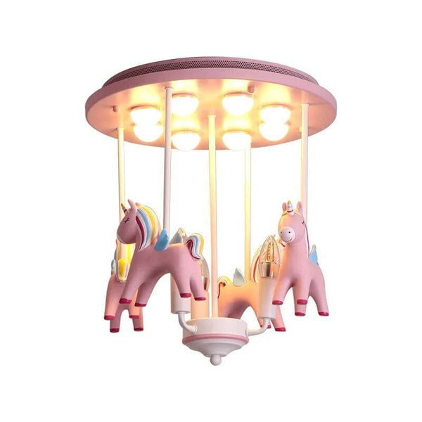 Pony Merry Go Round Pink Ceiling Light-Kids Room Nursery Lighting