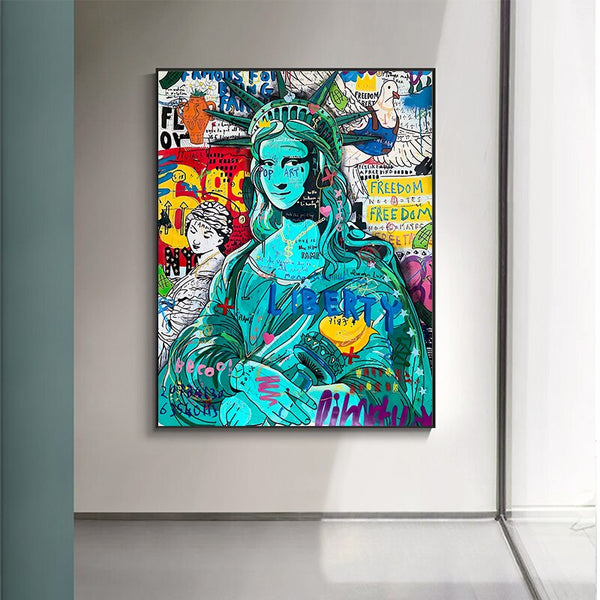 Pop Graffiti Art Statue Of Liberty Canvas Wall Art-Wall Posters