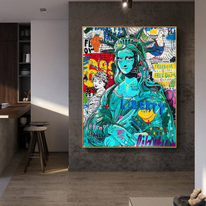 Pop Graffiti Art Statue Of Liberty Canvas Wall Art-Wall Posters