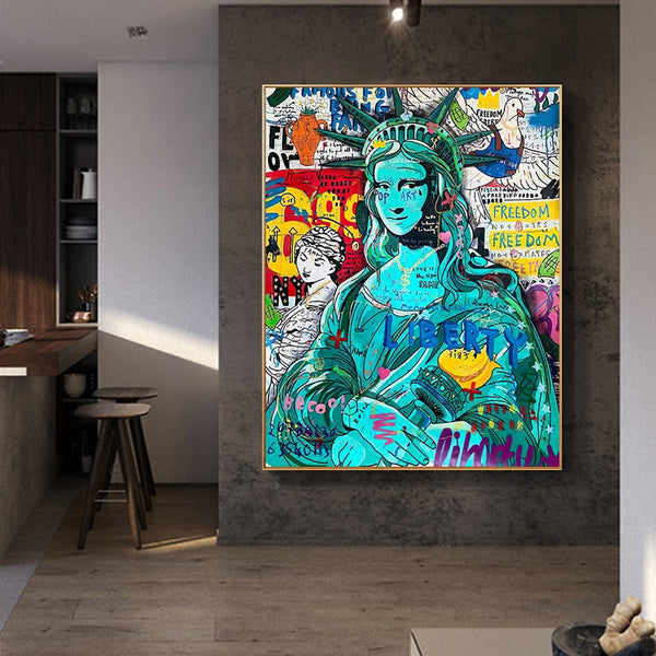 Pop Graffiti Art Statue Of Liberty Canvas Wall Art-Wall Posters