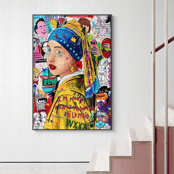 Pop Poster Girl With The Pearl Canvas Wall Art-Wall Posters