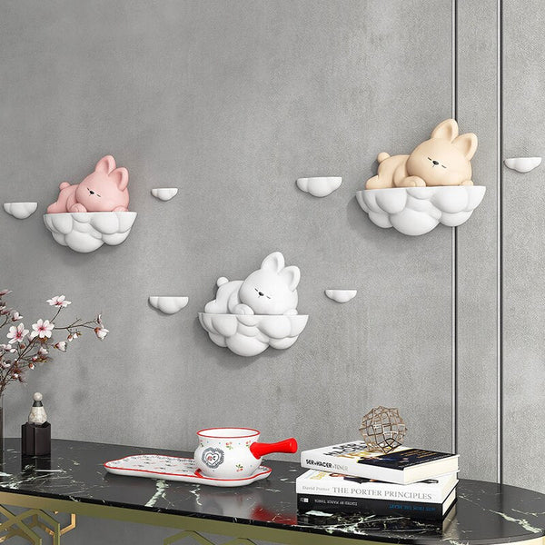 Rabbit on Clouds Three-dimensional Wall Decor for Kids Room-Kids Room Nursery Wall Hanging