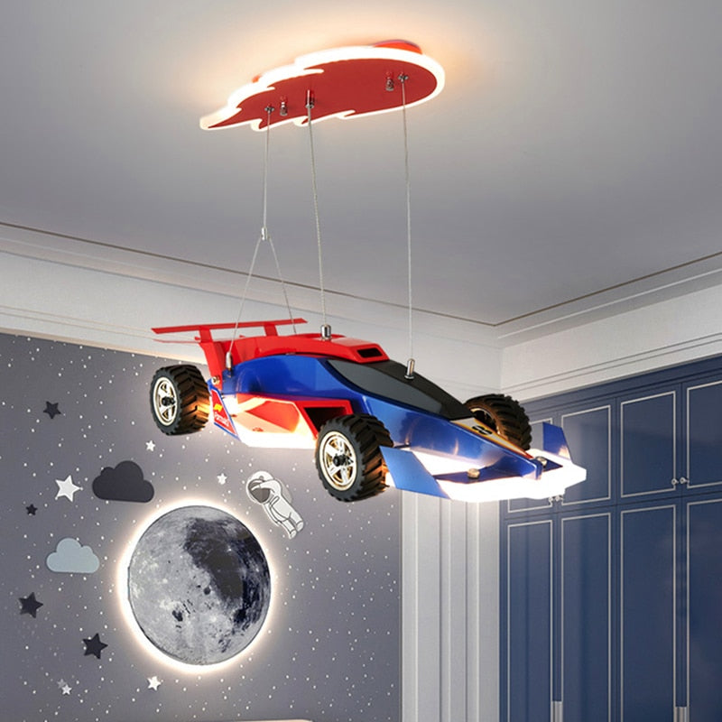 Racing Car Hanging Light - Art Deco Lighting for Kids Room-Kids Room Nursery Lighting
