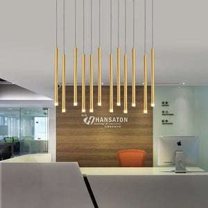 Rectangle LED Restaurant Chandelier - Modern Golden Hanging Lamp-Kitchen Island