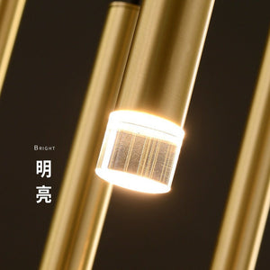 Rectangle LED Restaurant Chandelier - Modern Golden Hanging Lamp-Kitchen Island