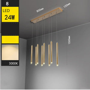 Rectangle LED Restaurant Chandelier - Modern Golden Hanging Lamp-Kitchen Island