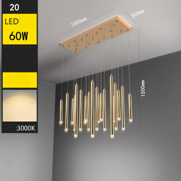 Rectangle LED Restaurant Chandelier - Modern Golden Hanging Lamp-Kitchen Island