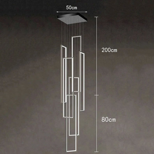 Rectangular Pendants Staircase Chandelier Lighting-Staircase Chandelier