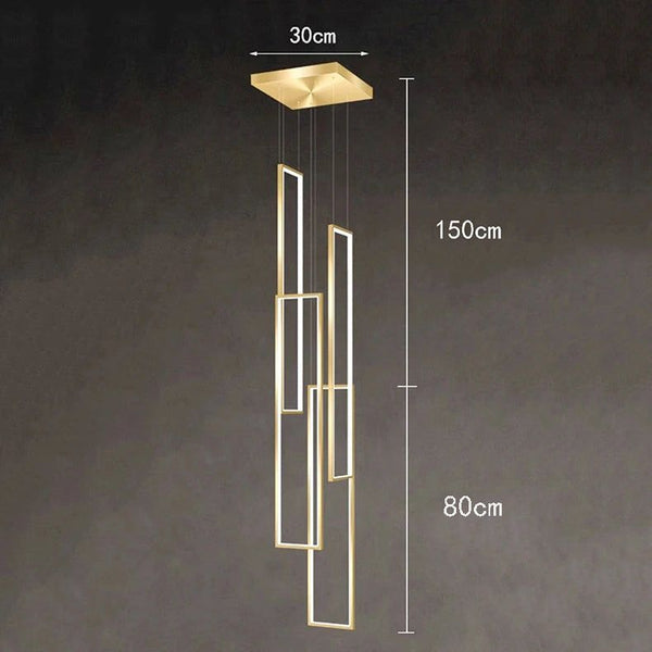 Rectangular Pendants Staircase Chandelier Lighting-Staircase Chandelier