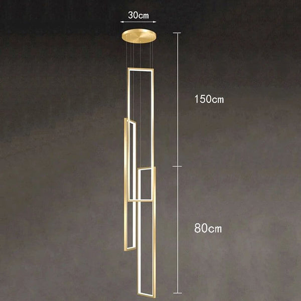 Rectangular Pendants Staircase Chandelier Lighting-Staircase Chandelier