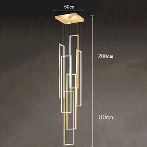 Rectangular Pendants Staircase Chandelier Lighting-Staircase Chandelier