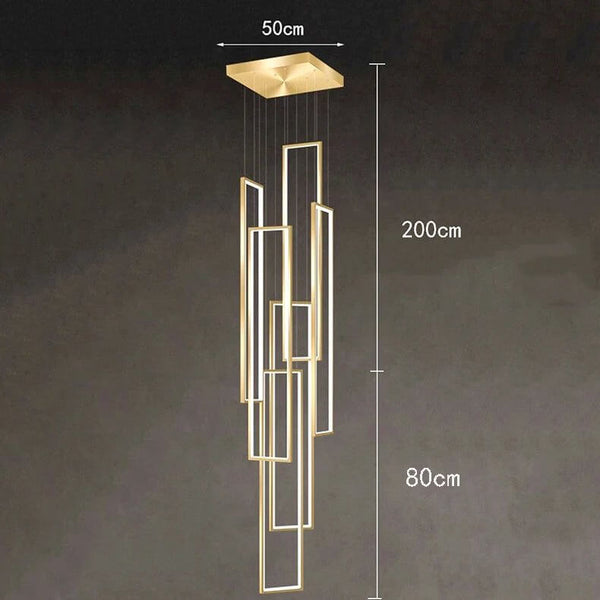 Rectangular Pendants Staircase Chandelier Lighting-Staircase Chandelier