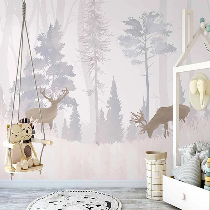 Reindeers in the Forest Nursery Wallpaper-Kids Room Wallpaper