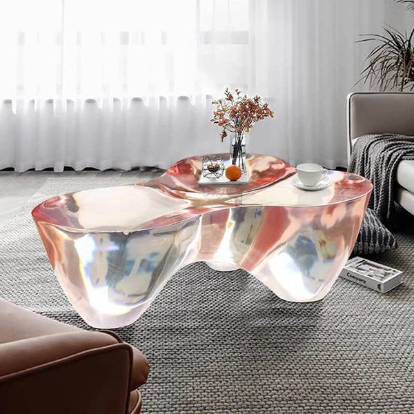 Resin Figurine Glass Coffee Table-Coffee Table