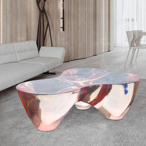 Resin Figurine Glass Coffee Table-Coffee Table