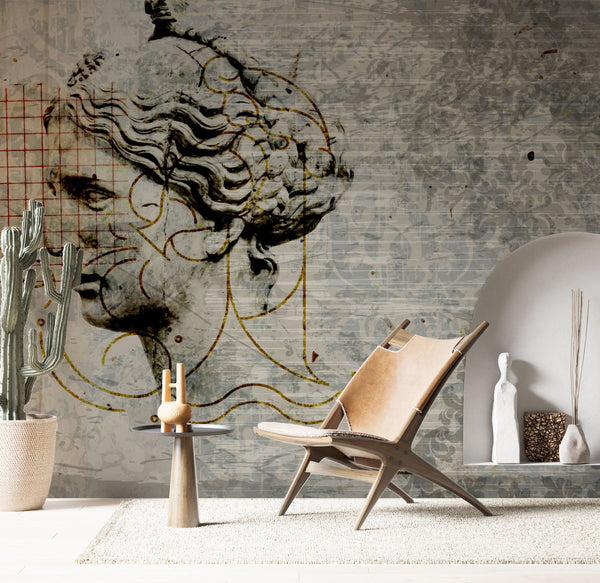 Retro Face Wallpaper Mural - Transform Your Space-Geometric Shapes Wallpaper