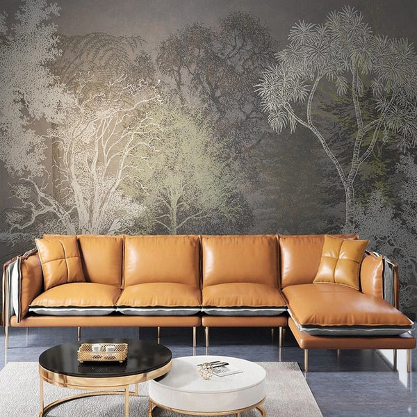 Retro Forest 3D Tree Wallpaper for Home Wall Decor-Trees Wallpaper