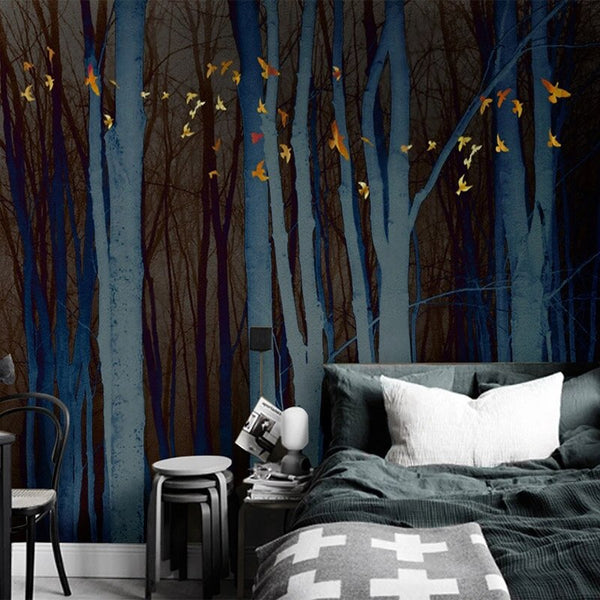 Retro Forest Wallpaper Mural - Transform Your Space-Trees Wallpaper