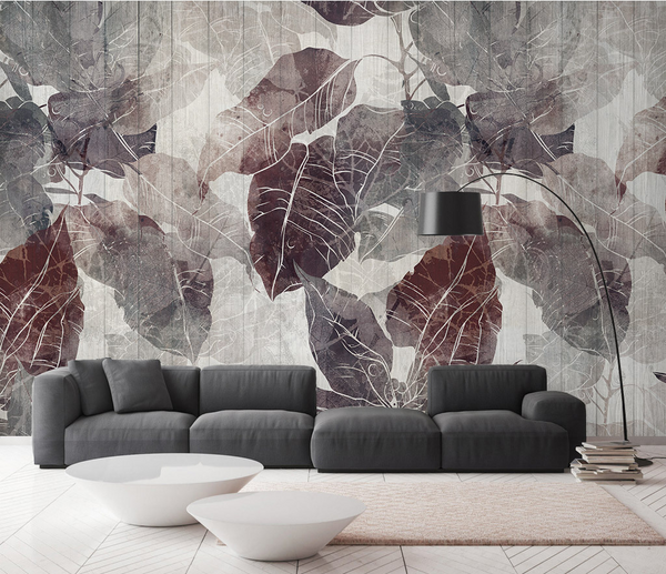 Retro Leaves Theme: Romantic Wallpaper Murals-Flower & Leaf Wallpaper