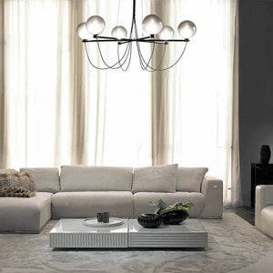 Retro Misty Gray Glass Ball LED Chandelier-Ceiling Chandelier