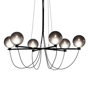 Retro Misty Gray Glass Ball LED Chandelier-Ceiling Chandelier