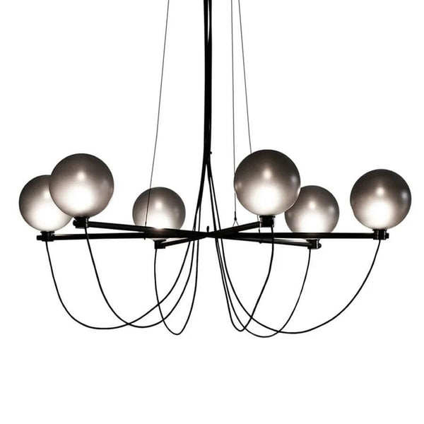Retro Misty Gray Glass Ball LED Chandelier-Ceiling Chandelier