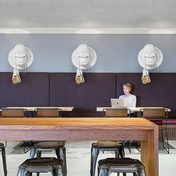 Retro Resin Gorilla Wall Lamp Decor-Wall Lights