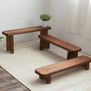 Retro Solid Oak Wood Shoe Long Bench-Bench