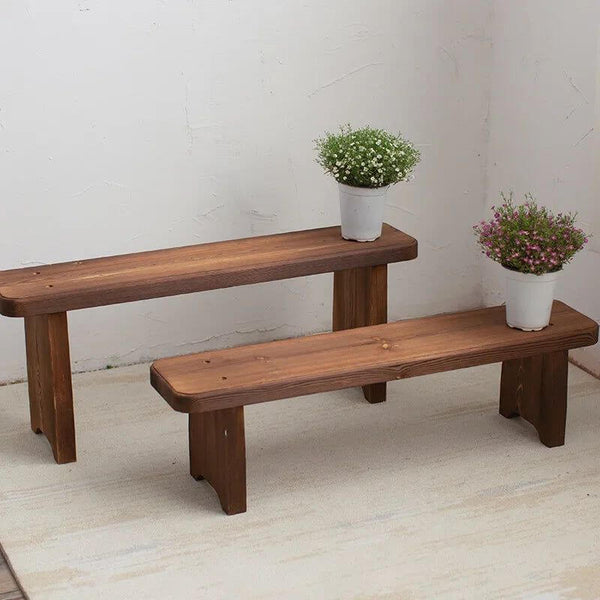 Retro Solid Oak Wood Shoe Long Bench-Bench