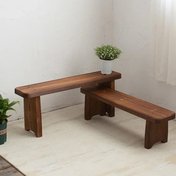 Retro Solid Oak Wood Shoe Long Bench-Bench