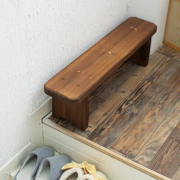 Retro Solid Oak Wood Shoe Long Bench-Bench