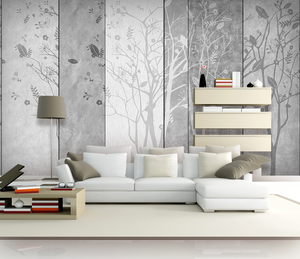 Retro Woods Theme Design: Tree Planks Wallpaper Murals-Trees Wallpaper