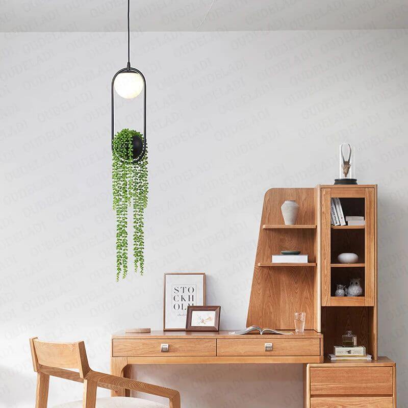 Ring Plant Pot Hanging Lamp - Floral Decor-Pendant Lights