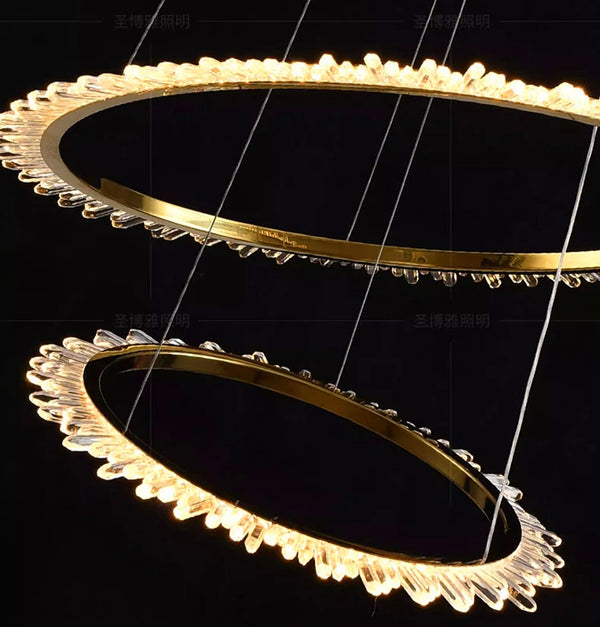 Rings Crystal LED Staircase Chandelier: Elegance-Staircase Chandelier
